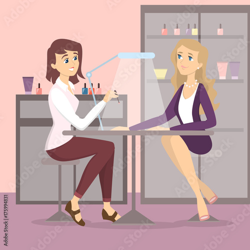 At manicure salon.