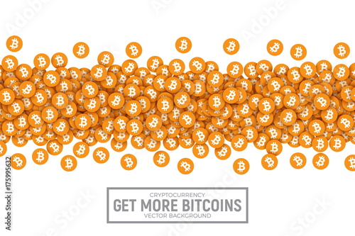 Vector 3D Digital Cryptocurrency Bitcoin Orange Flat Icons Abstract Conceptual Illustration Isolated on White Background. Design Elements for Web, Internet, Business, Trading, Commerce, Sales, Deals