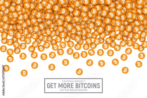 Vector 3D Digital Cryptocurrency Bitcoin Orange Flat Icons Abstract Conceptual Illustration Isolated on White Background. Design Elements for Web, Internet, Business, Trading, Commerce, Sales, Deals