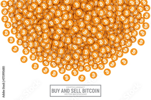 Vector 3D Digital Cryptocurrency Bitcoin Orange Flat Icons Abstract Conceptual Illustration Isolated on White Background. Design Elements for Web, Internet, Business, Trading, Commerce, Sales, Deals