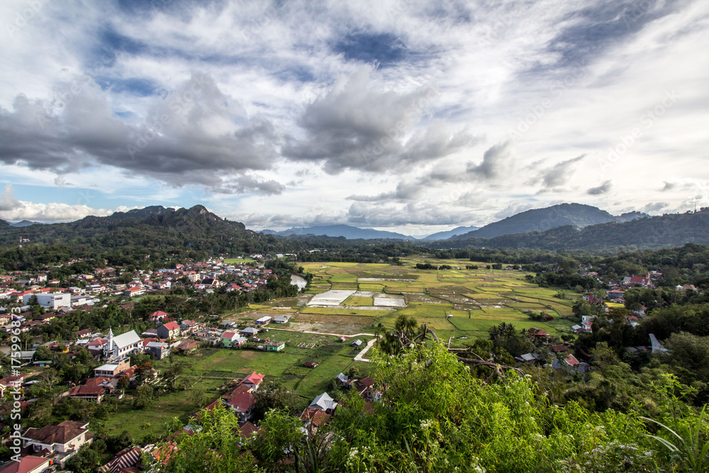 View over Rantepao town and rural surroundings