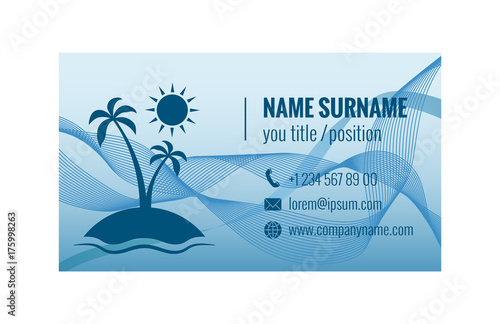 Business card template for travel agency. Corporate identity. Vector illustration.