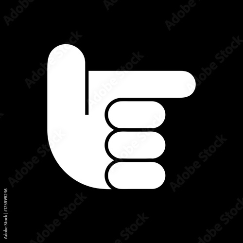 Hand - Zeigefinger - Piktogramm - weiß auf schwarzen Hintergrund - Quadrat