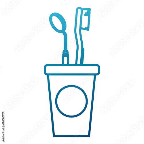 Cup with dental tools icon vector illustration graphic design