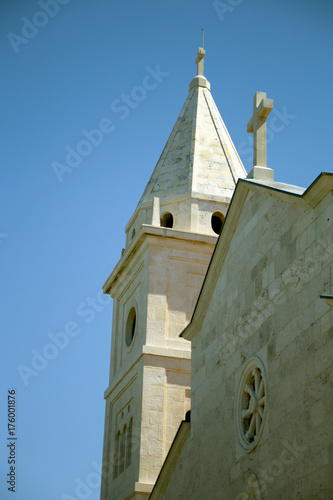 Church tower in Primosten, Croatia
