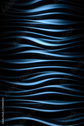Abstract pattern of wavy blue and black lines