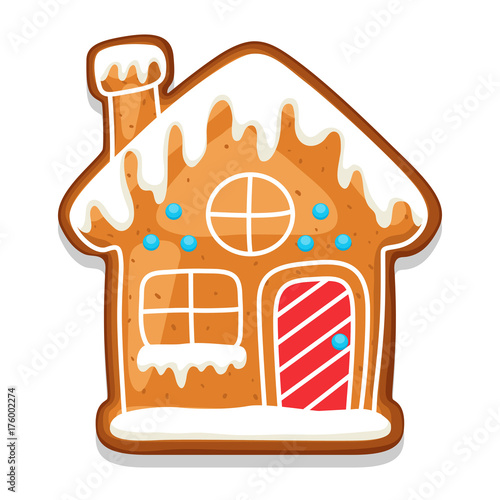 Gingerbread cookies house. Illustration of Merry Christmas sweets