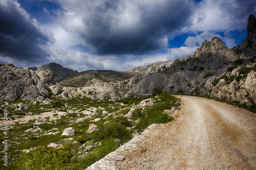 Majstorska cesta under Tulove grede, part of Velebit mountain in Croatia