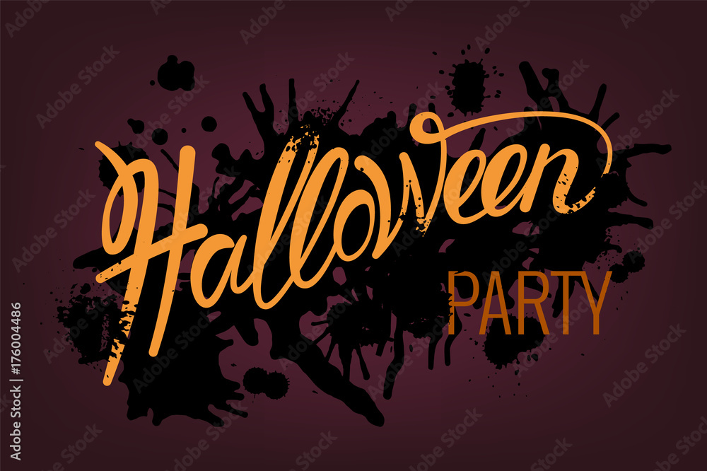 Happy greeting card or poster, inviting to a party. Lettering of the Hellen. Vector illustration with isolated elements