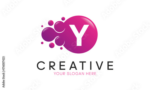 Dots Letter Y Logo. Y Letter Design Vector with Dots.