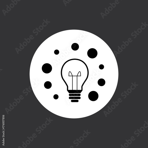 light bulb, ring of bubbles - shining, icon, symbol, pictogram, sign - perfect for web & print - vector - cute - black and white, grey frame