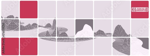 pink polygonal mountain landscape illustration