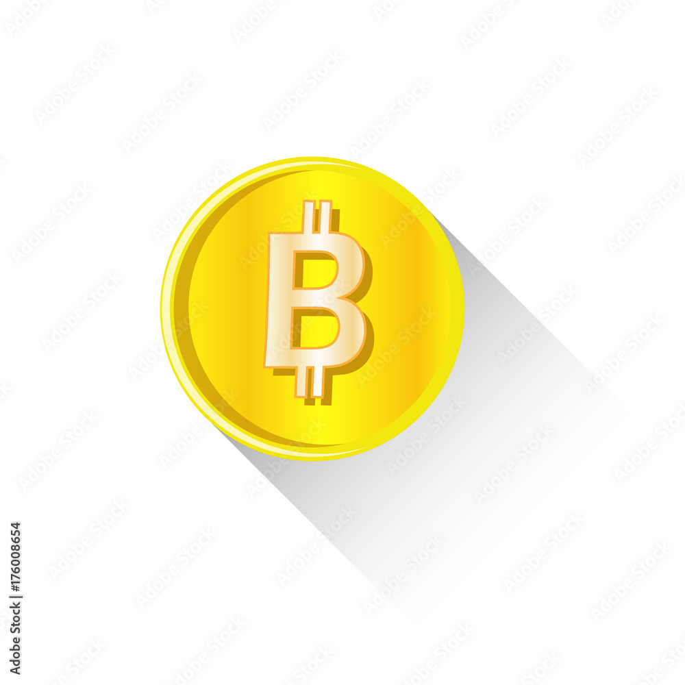 bitcoin. golden coin with shadow, coin icon. vector illustration bitcoin. golden coin with shadow, coin icon. vector illustration