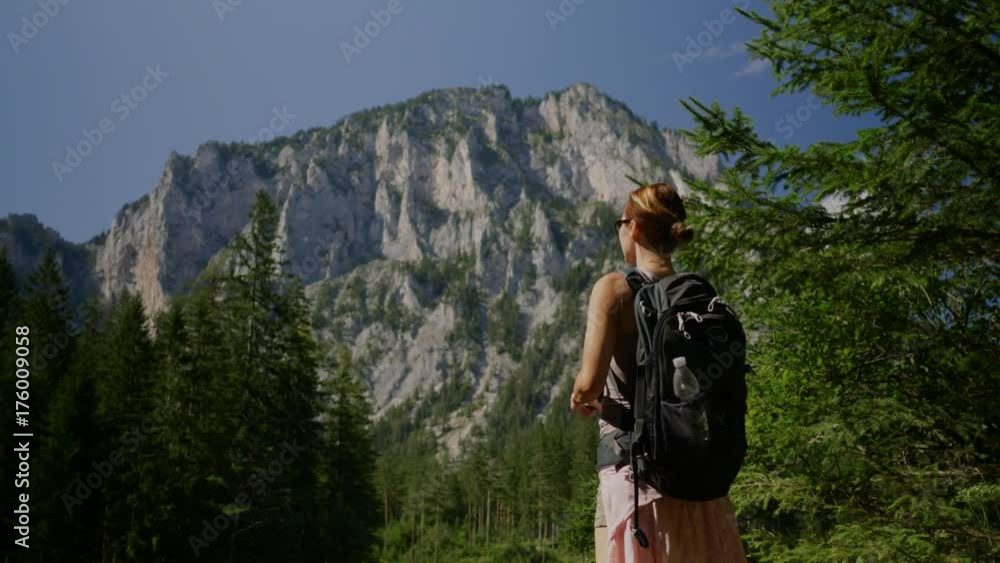 Beautiful woman hiker near Gruner See, Austria Beautiful woman hiker near Gruner See, Austria