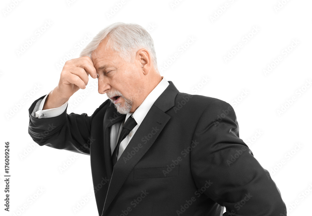 Emotional elderly man on white background Emotional elderly man on white background