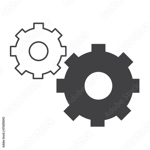 Isolated pair of gear icons on a white background, Vector illustration