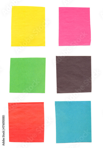 Uneven colored sticker on white paper background