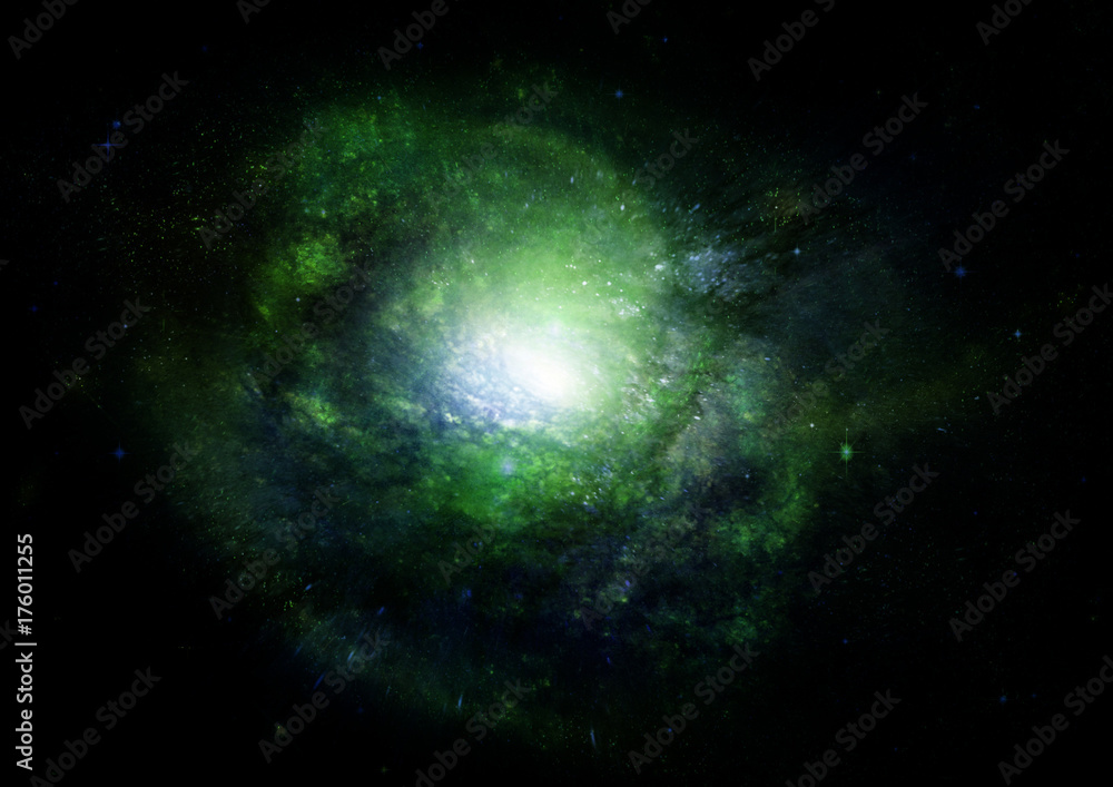 Fototapeta premium Stars, dust and gas nebula in a far galaxy