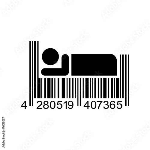 Icono plano codigo de barras dormir negro en fondo blanco