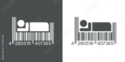 Icono plano codigo de barras dormir gris y blanco