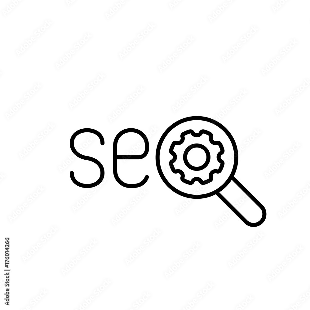 seo word with loupe symbol line black icon seo word with loupe symbol line black icon