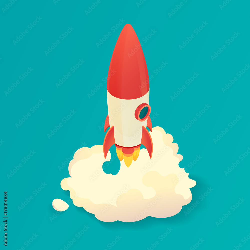 Vecteur Stock Isometric rocket launch. Start up rocket ship. Vector  illustration. | Adobe Stock