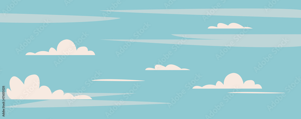Fototapeta Beautiful blue sky with cute clouds background illustration.Clean sky on mid day.