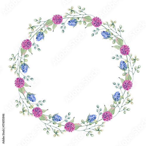 watercolor flower circle frame.