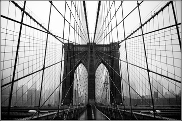 Fotobehang Brooklyn Bridge Brooklyn Bridge stalen kabels close-up  © Gonzalo