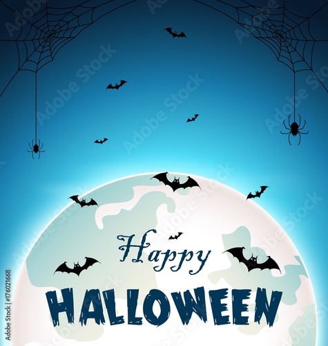 Halloween background with cemetery and bats