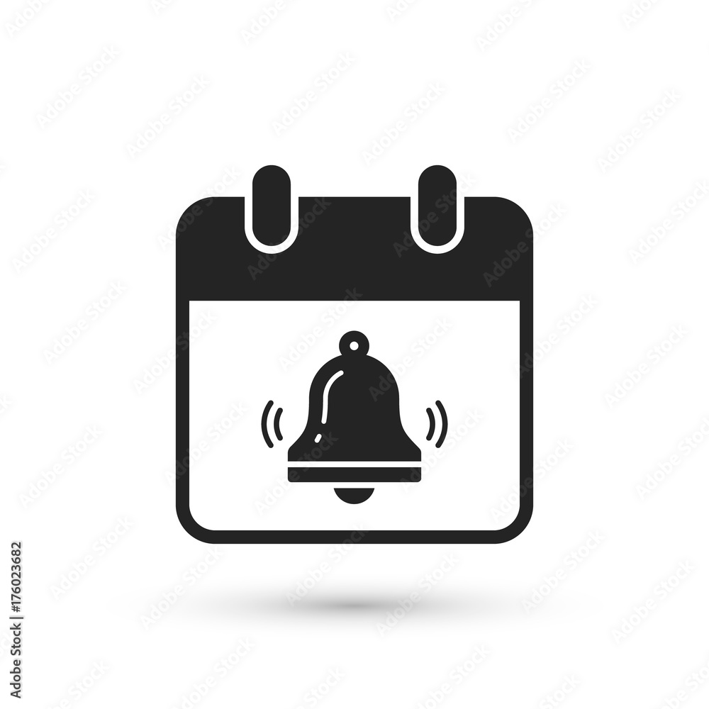 Calendar icon with bell symbol reminder. Vector isolated illustration Calendar icon with bell symbol reminder. Vector isolated illustration