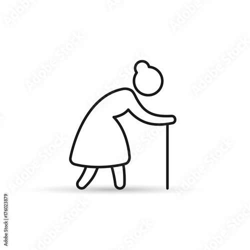 Old Woman line Icon. Grandmother outline vector icon