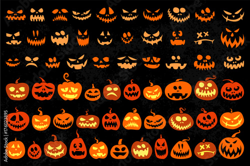 Jack o Lantern and evil faces set