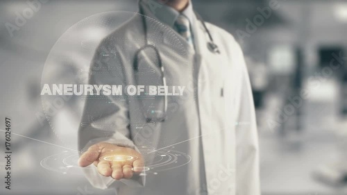 Doctor holding in hand Aneurysm of Belly photo