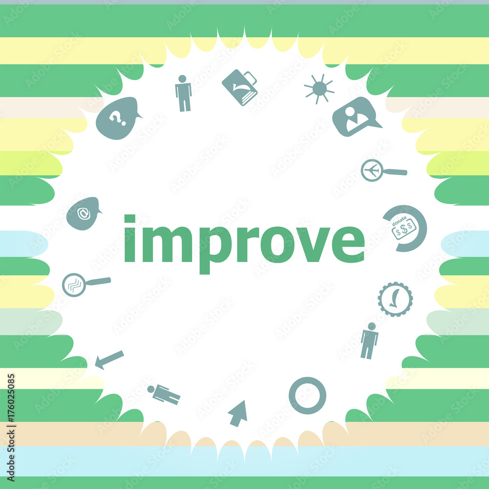 Text improve. Business concept . Infographics icon set. Icons of maths, graphs, mail and so on.