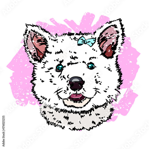 Portrait of a nice little pup like husky. Vector illustration EPS 10.