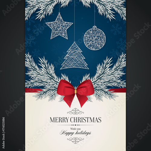 Christmas and New Year. Vector greeting card