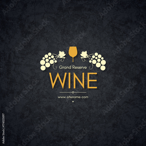 Vintage logotype for winery, vineyard, wine shop, wine list. Food and drinks logotype symbol design. Crumpled vintage paper background