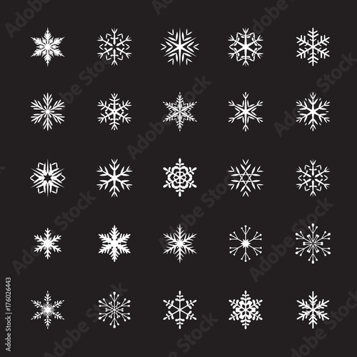 Collection of White Snowflakes. Vector Illustration
