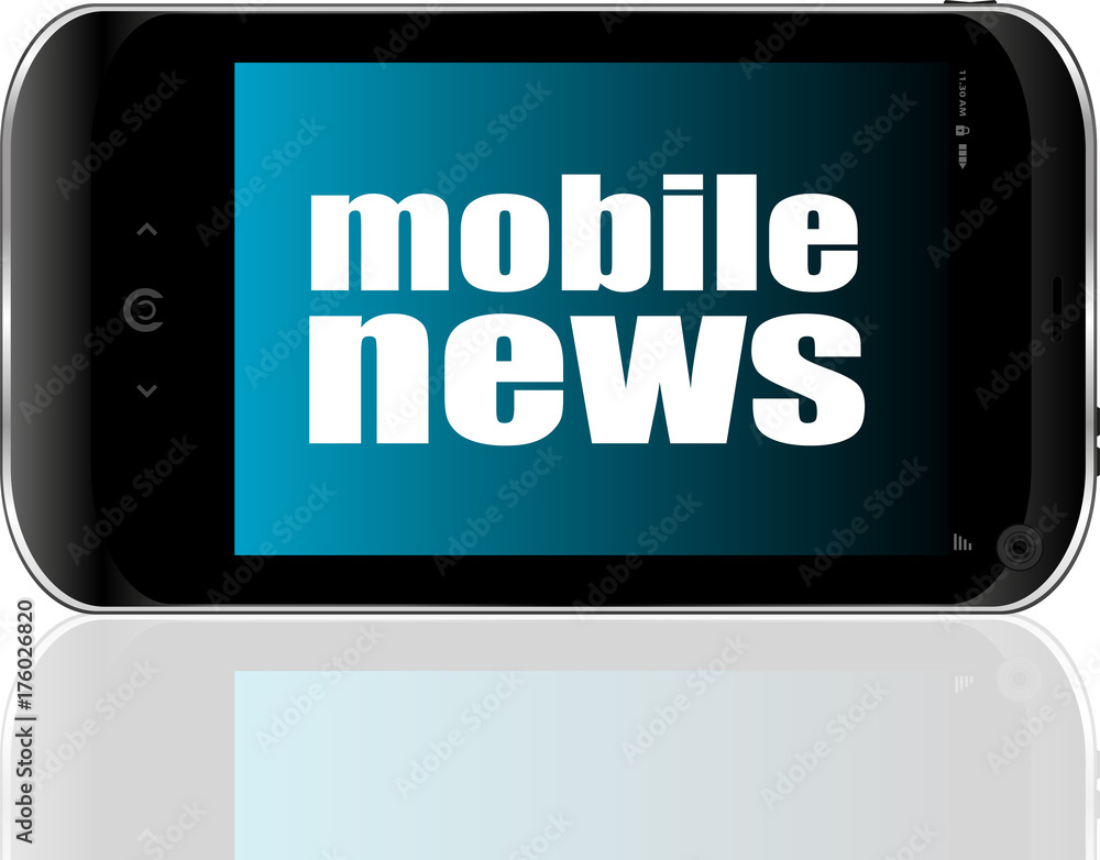 News concept. smartphone with text mobile news on display. Mobile phone News concept. smartphone with text mobile news on display. Mobile phone