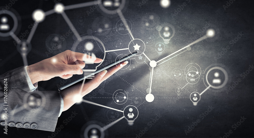 Fototapeta premium Social networking connection. Mixed media