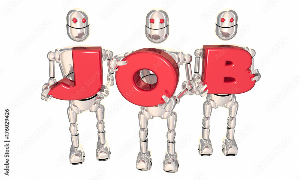 Job Robots Holding Letters Career New Work Opportunity 3d Illustration Job Robots Holding Letters Career New Work Opportunity 3d Illustration