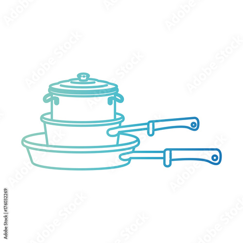 stewpan and cooking pot stack degraded blue color contour
