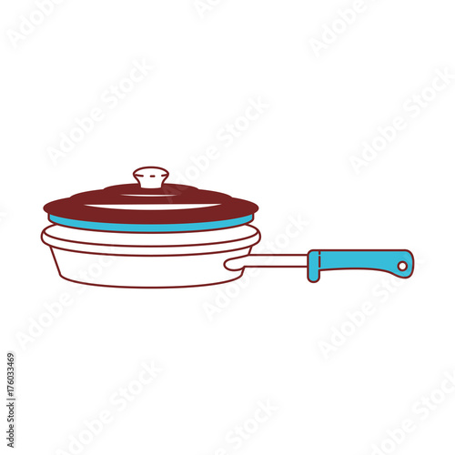 stewpan with handle and lid color sections silhouette