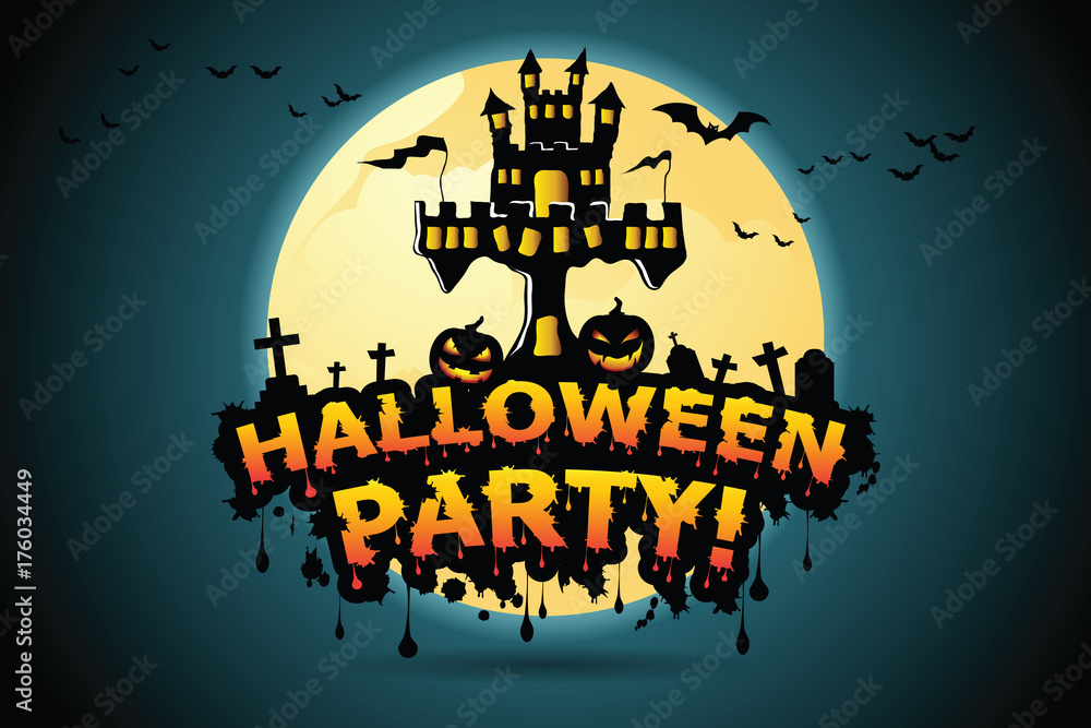 Halloween Vector lettering Halloween Party.