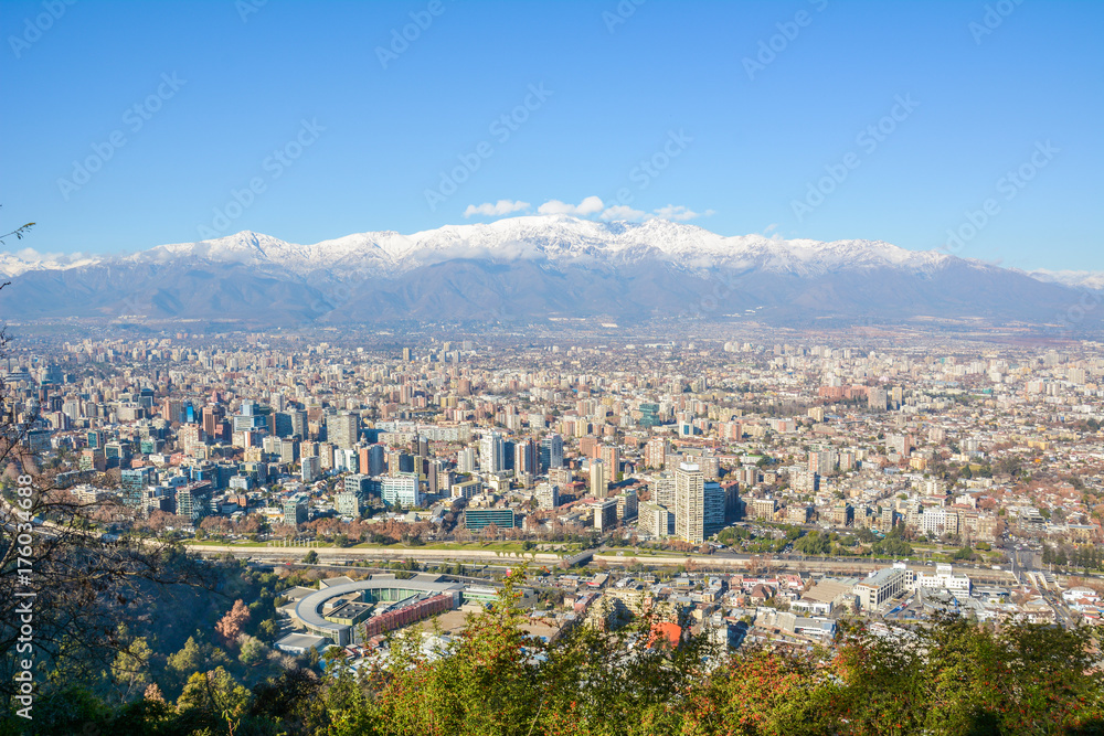 Santiago city and mountains view