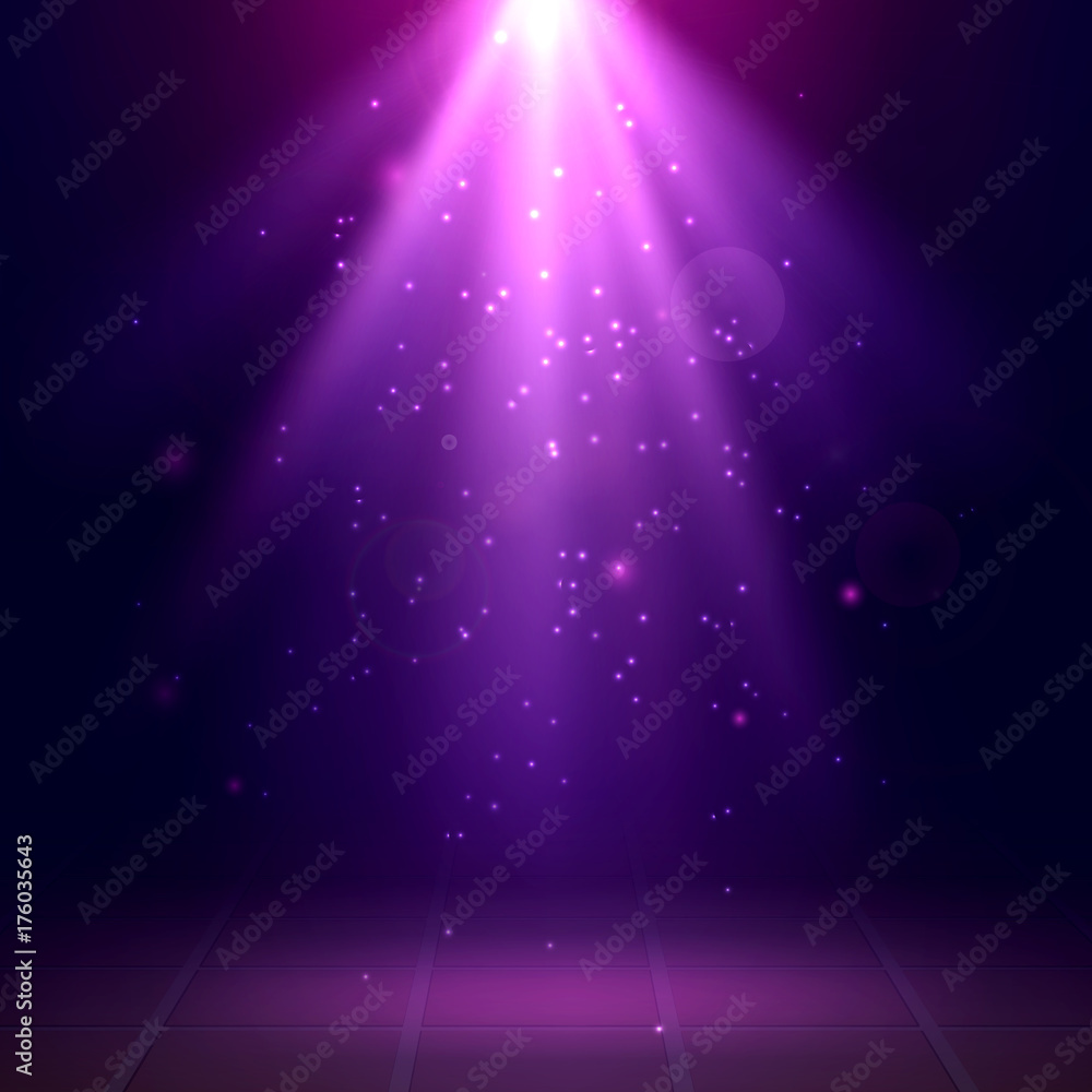 Purple spotlights. Scene. Disco. Light Effects. Vector Stock Vector | Adobe  Stock