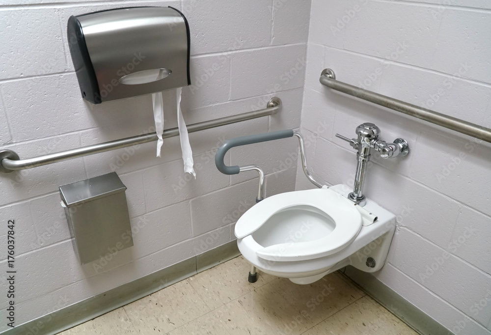 Close up on toilet with assistant handle Close up on toilet with assistant handle