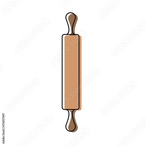wooden rolling pin colorful watercolor silhouette