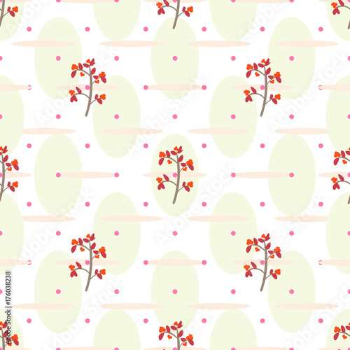 Floral seamless pattern with cranberry. Vector swatch for textile or wrapping paper